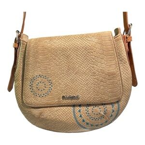 Desigual Crossbody Bag Genova Calypso Tan Snake Print Effect Polyvinyl Chloride